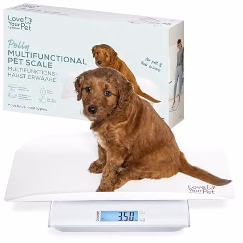 Beurer Love Your Pet Polly huisdierweegschaal voor huisdieren en mensen met afneembare weegschaal en hold-functie, capaciteit tot 180 kg