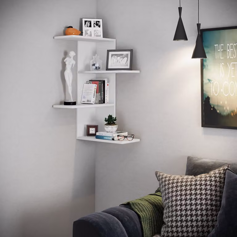 home24 Open hoekkast Balos wit, B/D/H: 45 x 45 x 77 cm