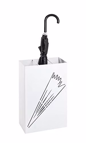 HAKU Paraplubak wit modern metaal met afneembare schaal B: 30 cm, H: 48 cm, D: 16 cm