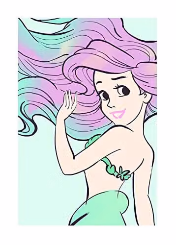 Komar Disney Ariel Aquarel Kunstdruk voor de Kinderkamer, Breedte: 50 cm, Hoogte: 70 cm