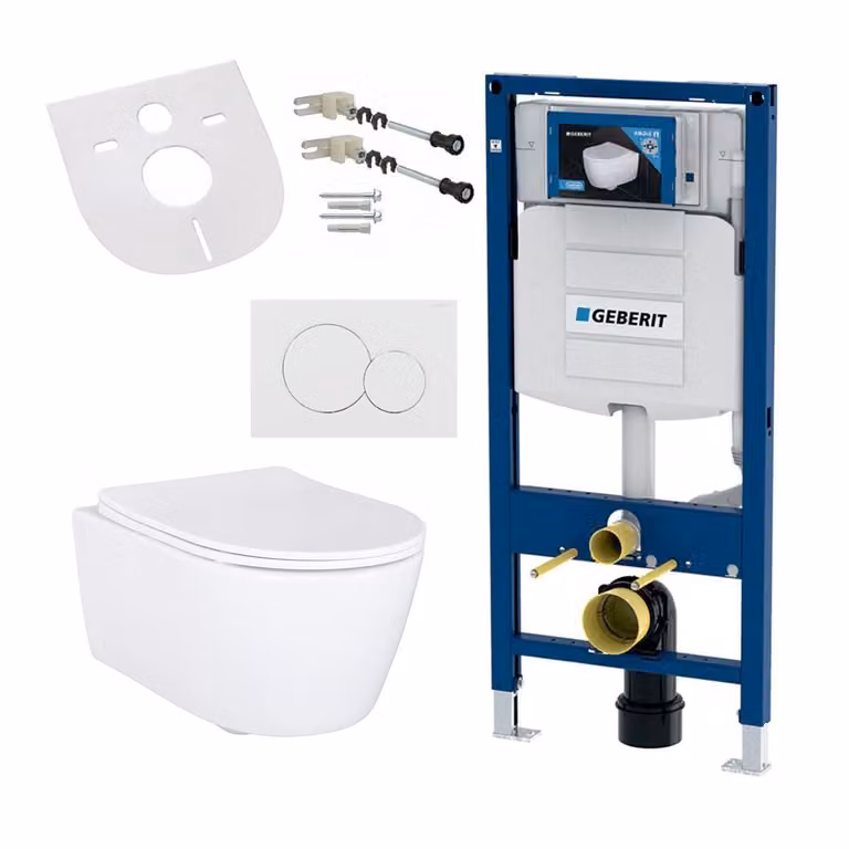 Geberit wandclosetset inclusief wandtoilet met soft-close deksel en bedieningsplaat
