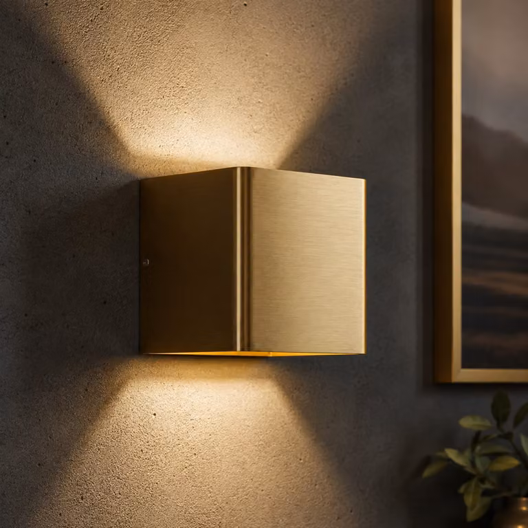 Artdelight Wandlamp Fulda Goud/Messing Modern Vierkant