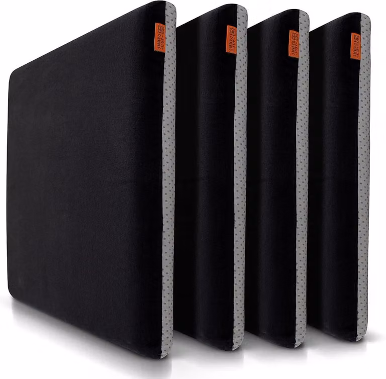 Zitkussen Set met Traagschuim Vulling en Antislip - Zwart - 40 x 40 cm