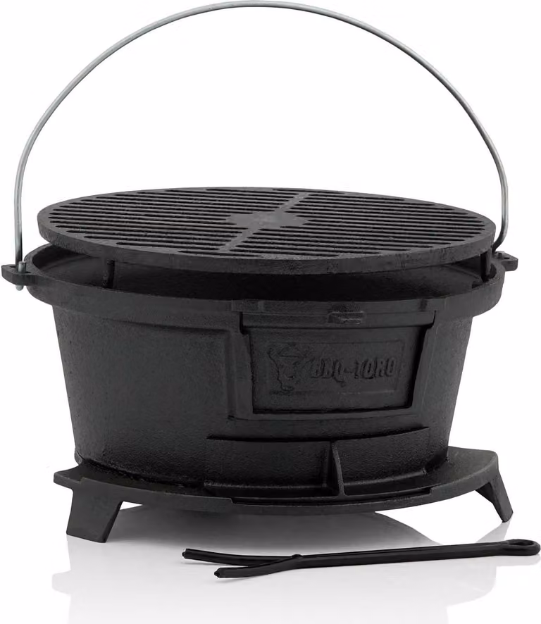 BBQ-Toro gietijzeren grillpan met grillrooster in Hibachi-stijl voor houtskool, B/D/H: 43 x 42 x 21,5 cm