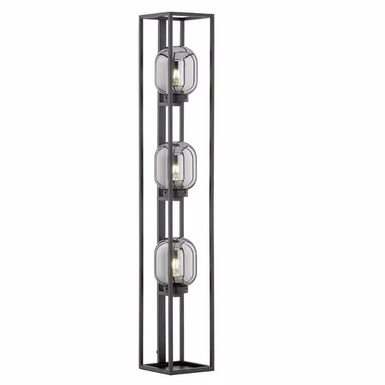 Fischer & Honsel Regi glazen vloerlamp - zwart en transparant - Hoogte: 130 cm