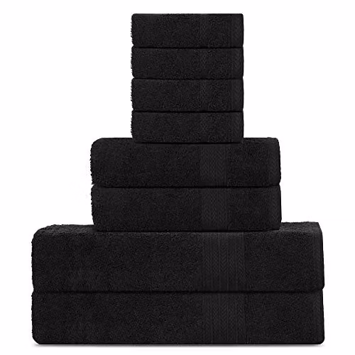Sweet Needle Luxe katoenen handdoekenset - Zwart - 8 stuks - 500 g/m²