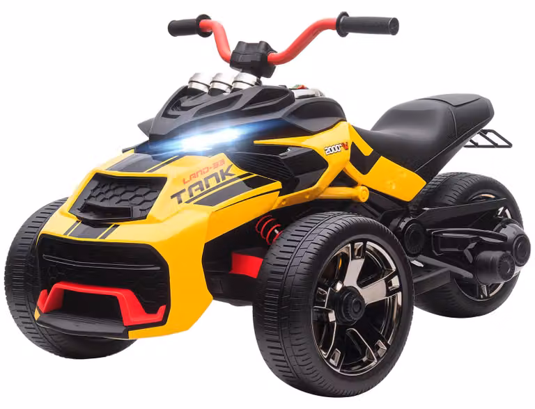 AIYAPLAY Elektrische Quad voor kinderen, 12V kinderquad met 3 wielen en MP3-speler, geel