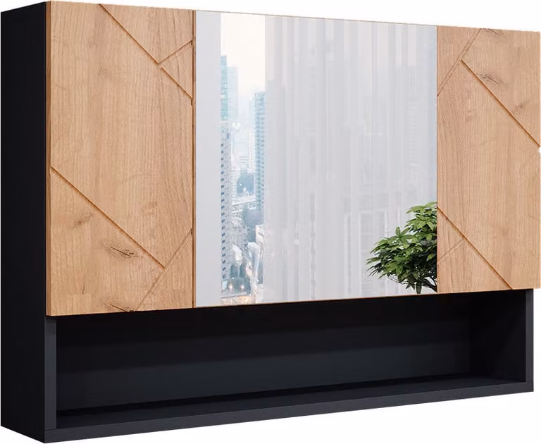 Vicco Irma Badkamerspiegelkast Eik goud/antraciet, B: 80.1 cm, H: 55 cm