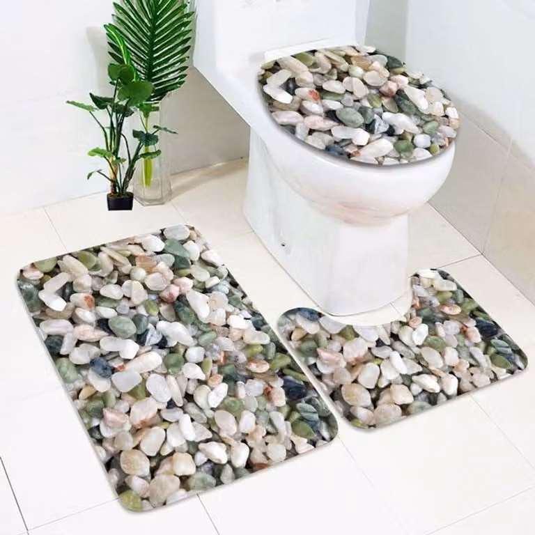 3-delige badkamerset van zacht flanel in beige groen, 50 x 80 cm