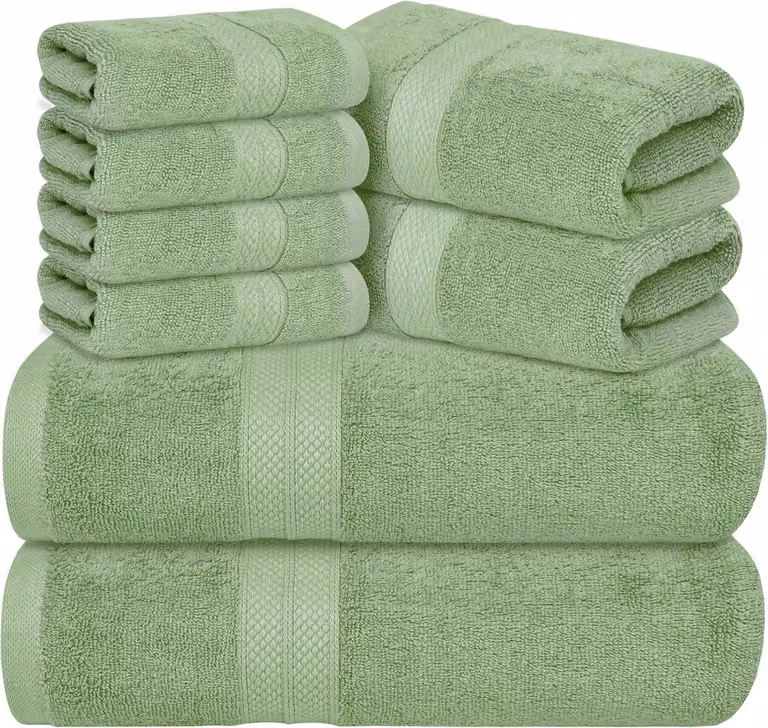 Luxe Handdoeken Set Salie Groen - 8 Delig - 600 GSM Katoen