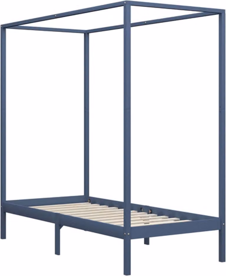vidaXL Hemelbedframe van massief grenenhout - Grijs - 100 x 200 cm