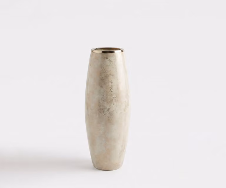 DELIFE Vaas Velino Handgemaakt Glas Alabaster Gold B: 24 cm, D: 24 cm, H: 60 cm