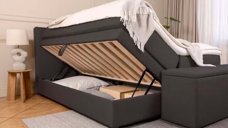 BRUNO Premium boxspring met opbergruimte zwart/antraciet B/D: 200 x 200 cm