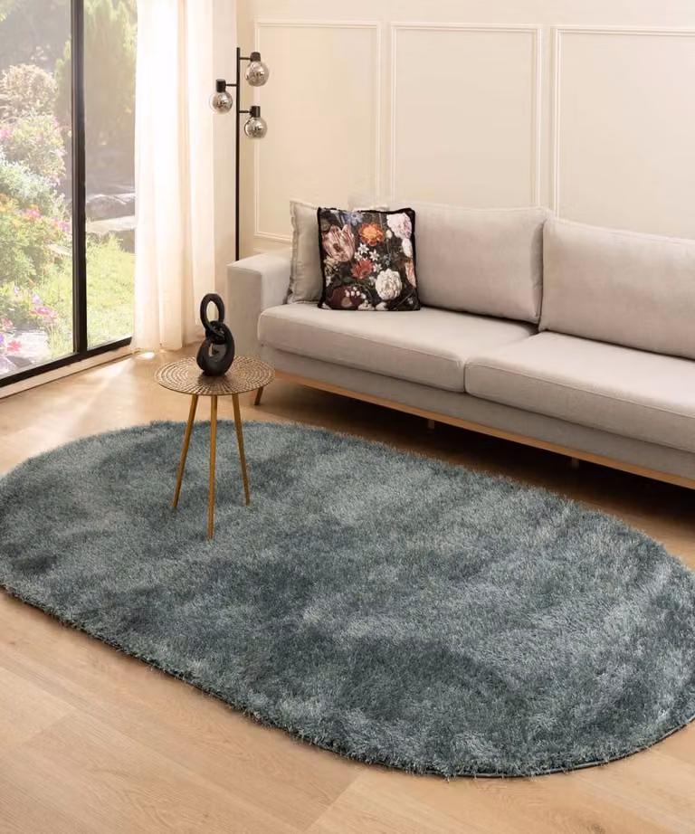 Velvet ovaal vloerkleed Posh blauw 120 x 180 cm