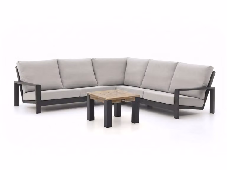 Bellagio Hoek loungeset voor 5 personen met aluminium frame en grijze kussens