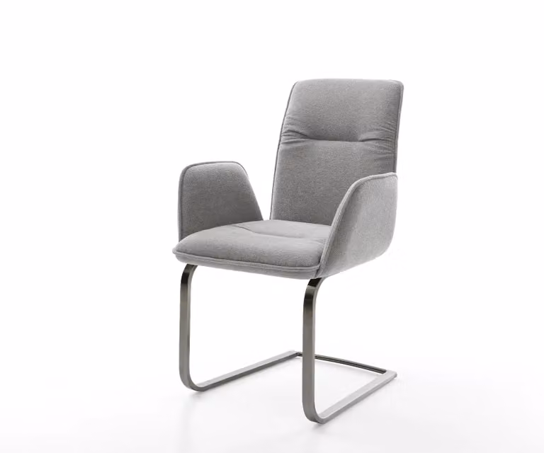 DELIFE Vinja-Flex Sledemodel Stoel met Armleuningen, Grijs, B/D/H: 64 x 62 x 90 cm