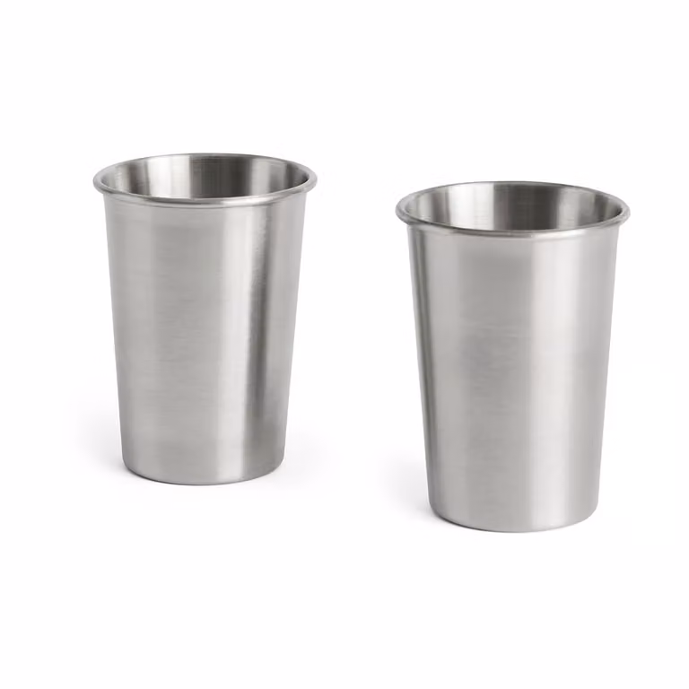 HAY Outdoor Market mok Roestvrij staal, zilver, 400 ml, 2-pack