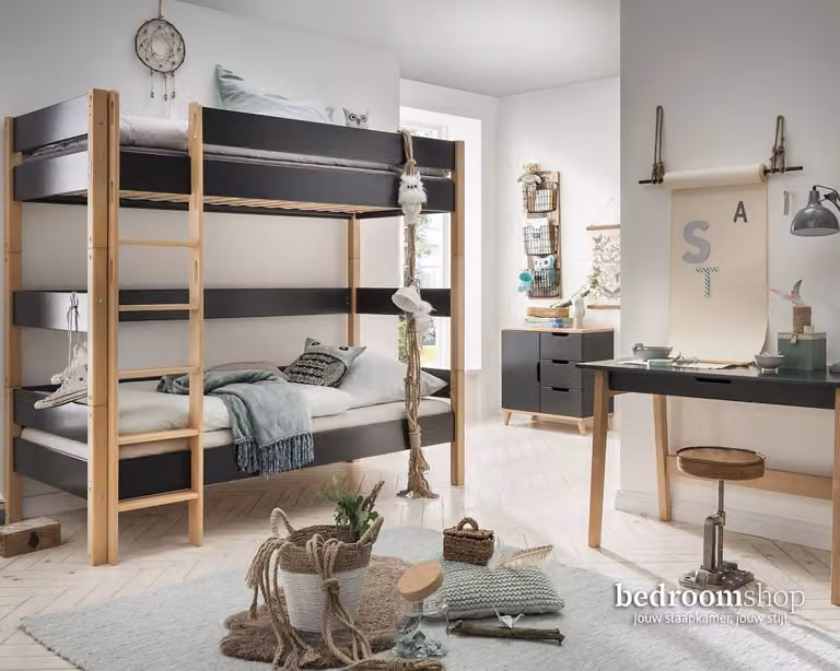 Bedroomshop Stapelbed Cloud inclusief lattenbodem voor kinderen van massief hout