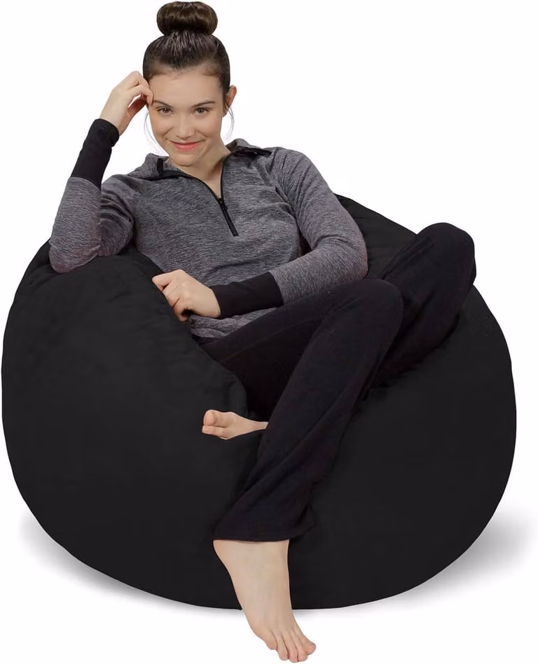 Zwarte Beanbag Stoel met Traagschuim Vulling - 90 x 90 cm