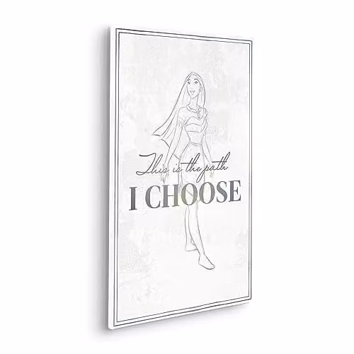 Komar Disney 100 Pocahontas canvasfoto met houten lijst, zwart/wit, B: 40 cm, H: 60 cm, D: 2 cm
