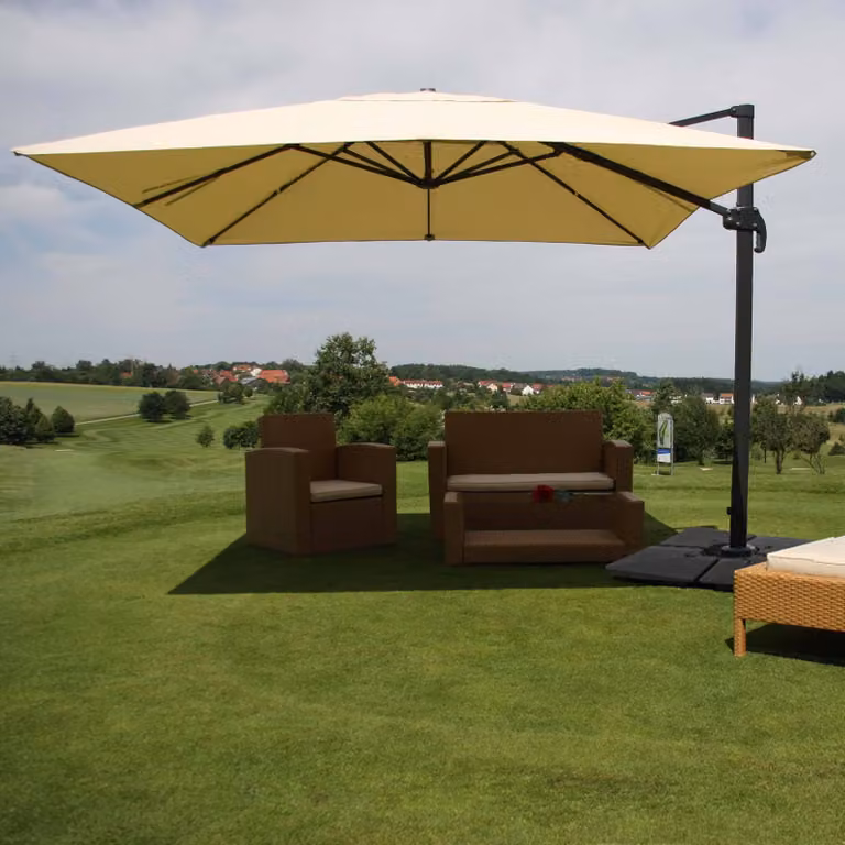 Mendler Gastronomie-scherm met pergola model HWC-A96, crème, 3x4 meter (diameter 5 meter)