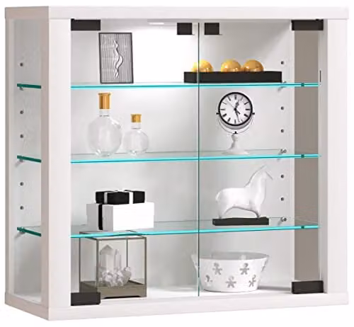 VCM Vitrosa S Hangvitrine Wit met Glazen Deuren