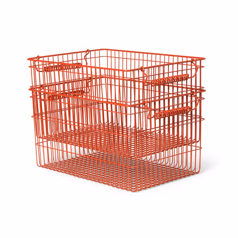 Ferm Living Cala stapelbare mand 2-pack Poppy red, B: 36,2 cm, D: 26,2 cm, H: 20,2 cm