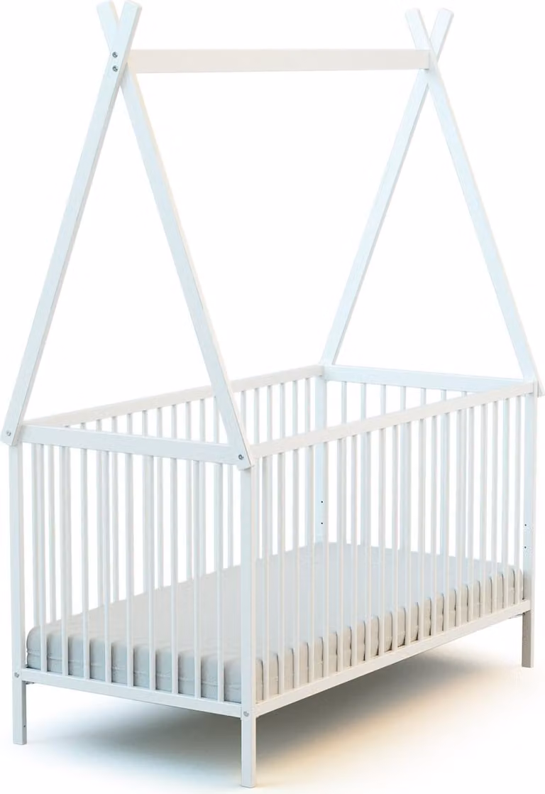 WEBABY Babybedje Tipi van massief hout, 70 x 140 cm