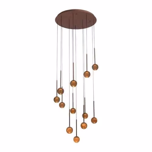 Lucide Calina Hanglamp met 12 Amber LED-bollen, Dimbare CCT, Bruin/Multicolour, Ø 69,9 cm
