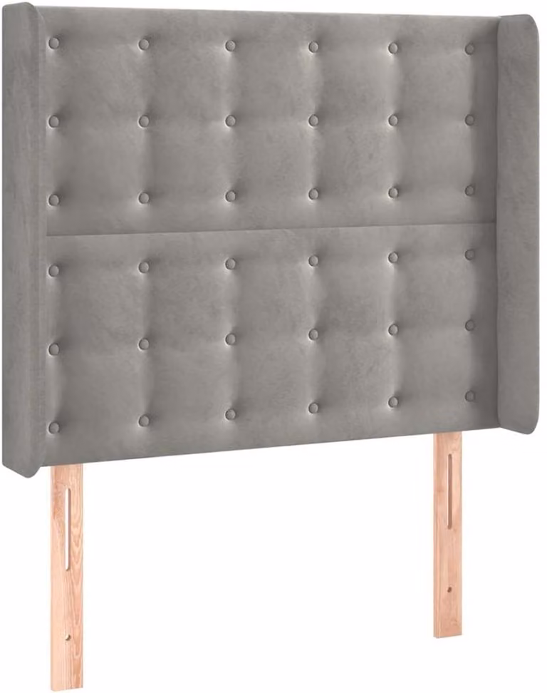 vidaXL Hoofdbord met randen in lichtgrijs fluweel B/D/H: 93 x 16 x 118/128 cm