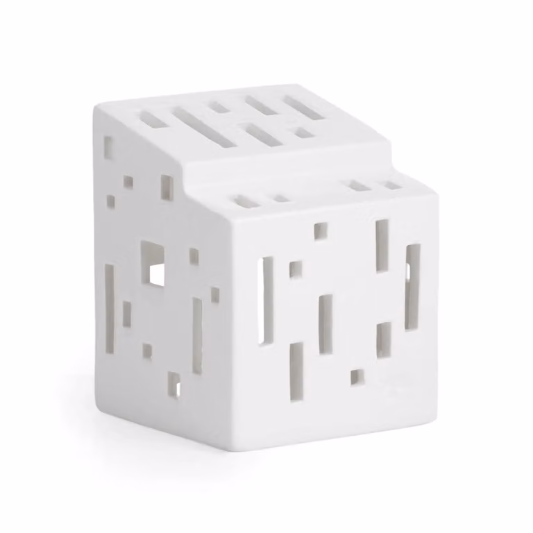 Kähler Urbania keramische tealighthouder wit modern geometrisch ontwerp