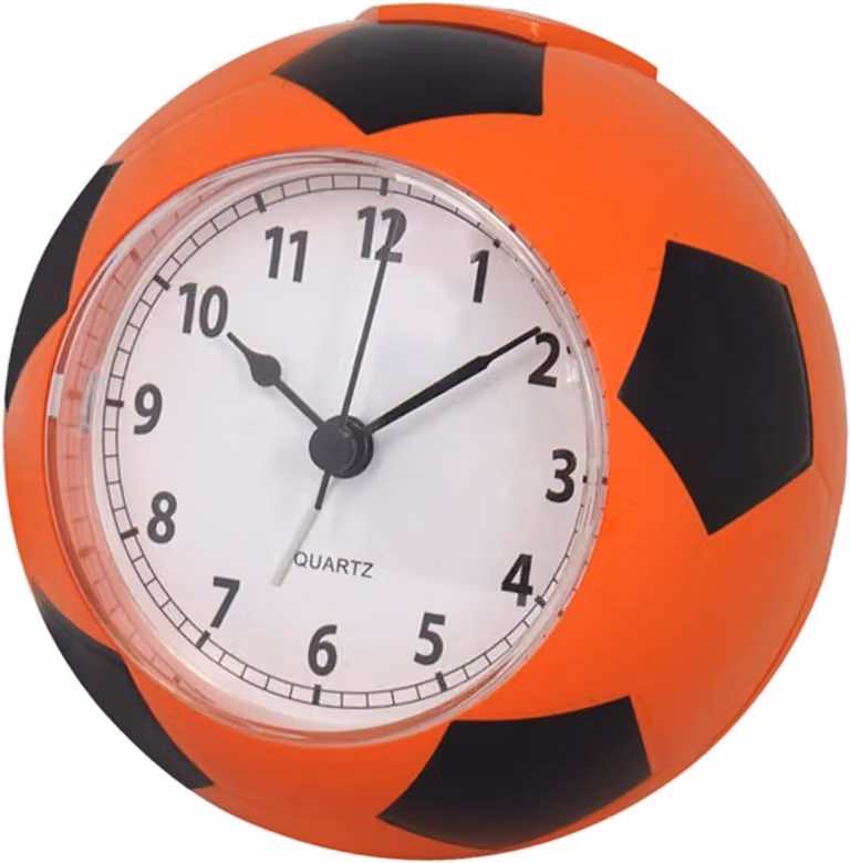 Oranje Wekker Voetbal - Analoge Tafelklok voor Kinderen - Stille Beweging