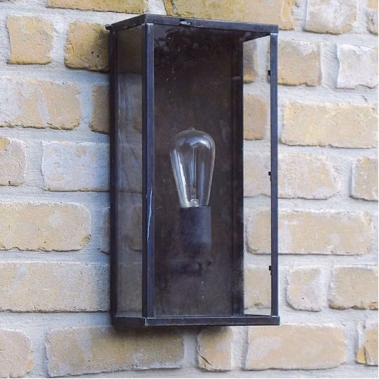 Authentage Vitrine 1L Small wandlamp voor in de tuin, zwart metalen buitenlamp met transparant glas
