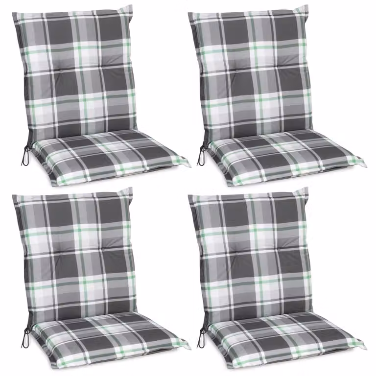 Beautissu Sunny rugkussens set van 4, mintgroen geruit, 100 x 50 cm