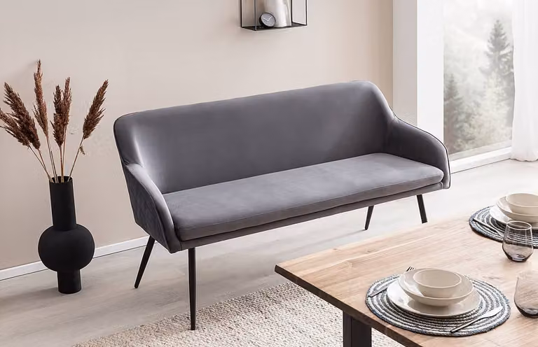home24 Keukenbank Faem, grijs, B: 160 cm, D: 85 cm, H: 61 cm