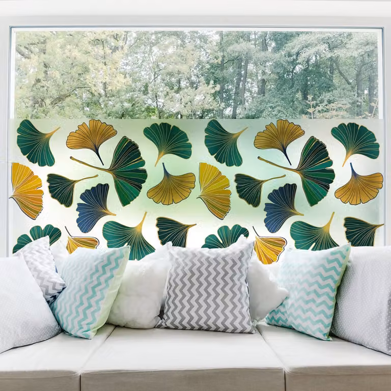 Ambiance Sticker Privacy Raamfolie Herfst Ginkgo Bladeren voor Ramen en Douchedeuren 40 x 100 cm