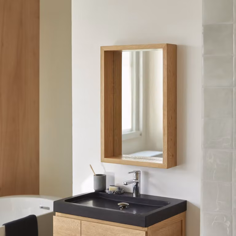 Tikamoon Easy Eikenhouten Spiegel - Naturel - B: 70 cm, D: 45 cm