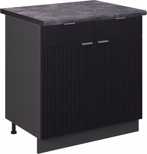 Vicco Fame-Line Keukenonderkast Zwart gestreept met Antraciet Werkblad, Model 50671, Breedte: 80 cm