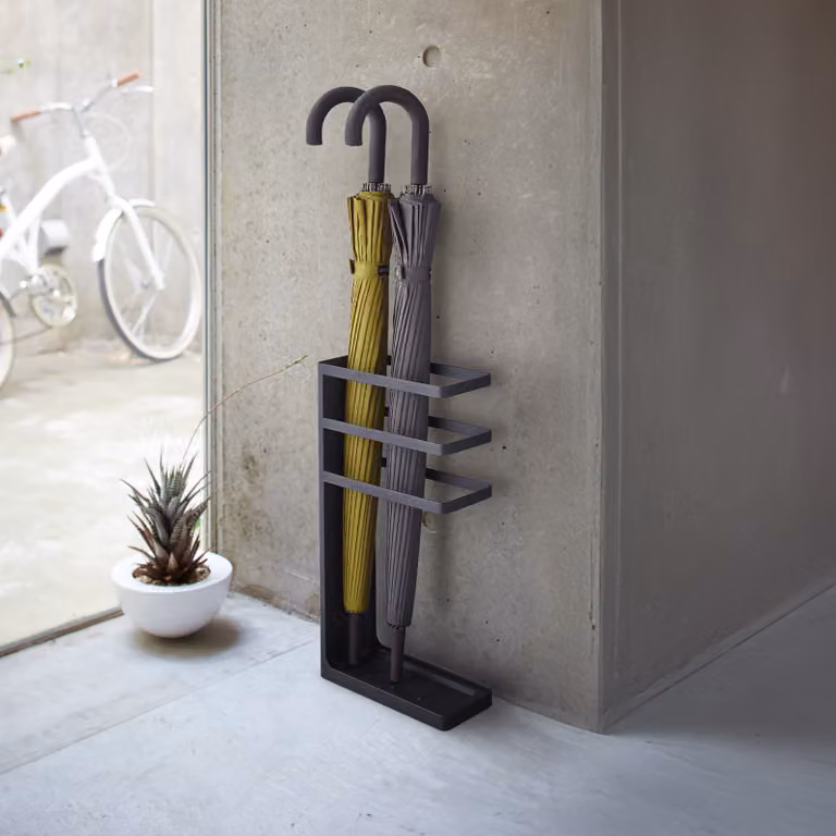 home24 Paraplubak Layer Slim zwart B: 23 cm, D: 45 cm, H: 11 cm