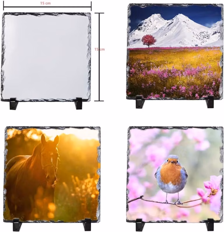 Persoonlijk te ontwerpen leisteen fotocadeau in grijs - 15 x 15 cm