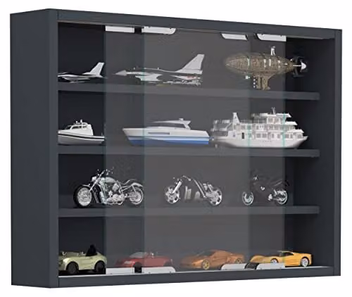 VCM Agisa Wandvitrine met glazen deuren, Antraciet/Grijs, B: 40 cm, H: 57 cm