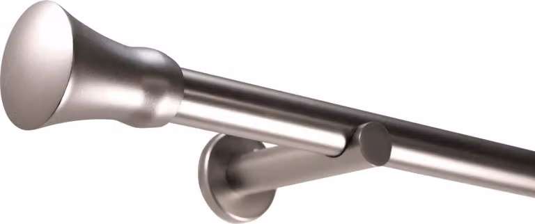 Deco-Raum gordijnroede op maat met roestvrijstalen look en conisch eindstuk, 25 mm – 270 cm