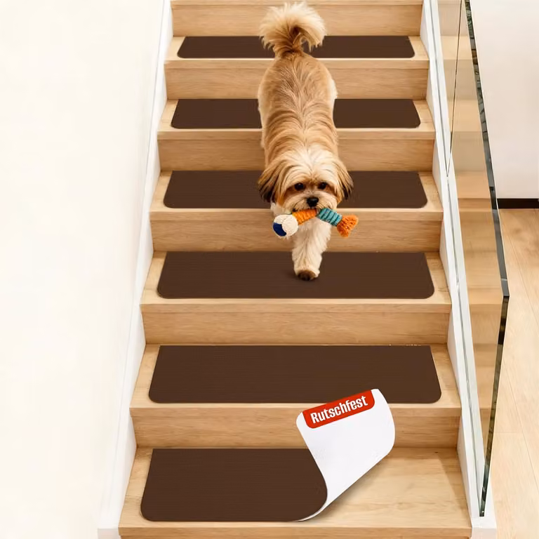 15 stuks Zelfklevende Trapmatten Antislip Tapijt Bruin 76 x 20 cm