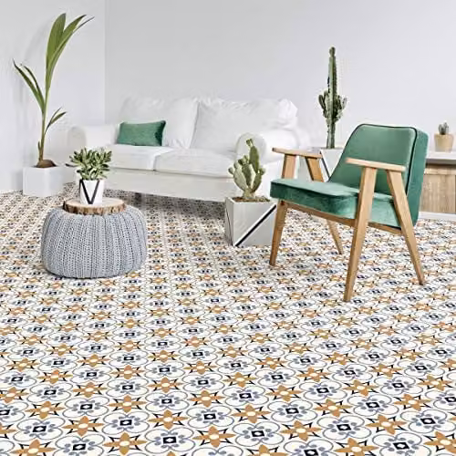 DUARTE Antislip vloerstickers met beschermende coating, Azulejos cementtegels, 60 x 100 cm