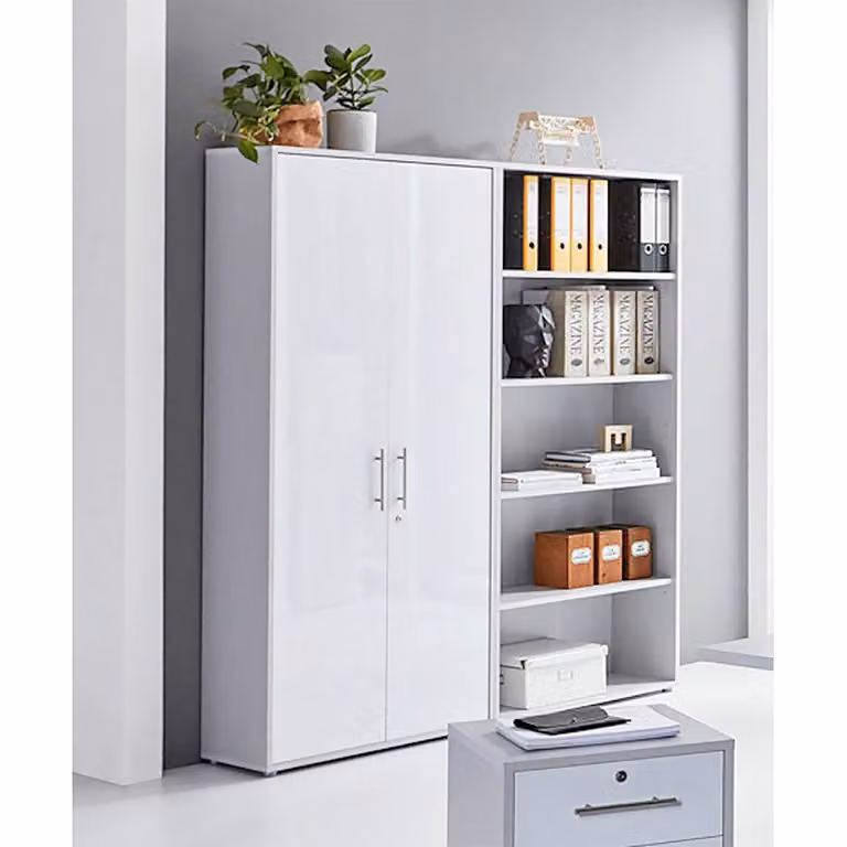 home24 Dossierkast II grijs/wit hoogglans B: 186 cm, H: 169 cm, D: 33 cm