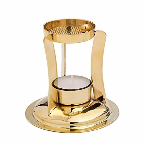 NKlaus Wierookbrander met standaard en zeef, Messing Deco goud