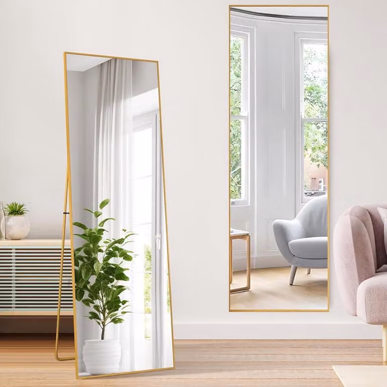 Staande Spiegel Volledige Lengte met Slank Frame - Goud - 162 x 53 cm