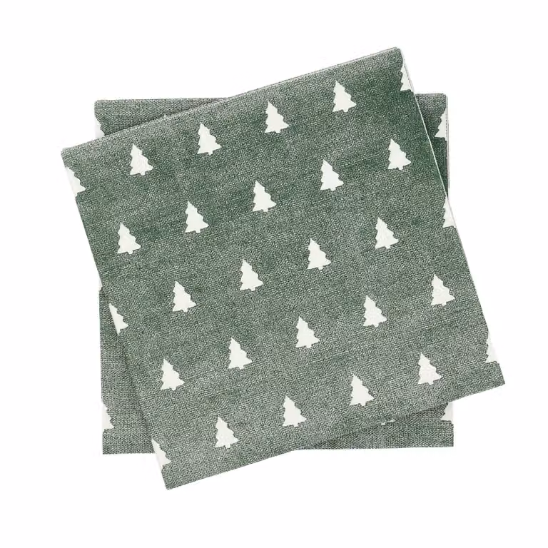 Scandi Essentials Linnen Tafelservetten 20-pack Groen-wit 33 x 33 cm