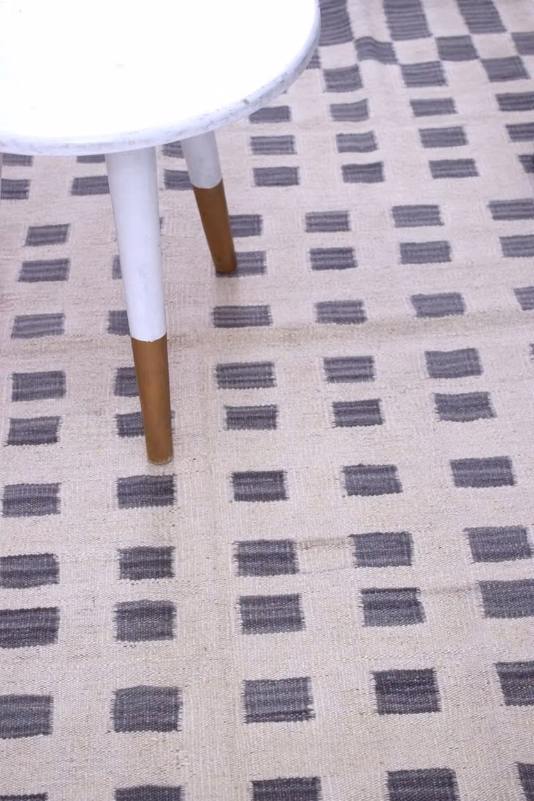 Handgeweven Wollen Vloerkleed Koho Afghan Modern Kelim - Crème - 145 x 105 cm