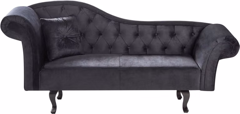 Beliani Lattes II Chaise longue - Zwart - Linkerzijde - Fluweel